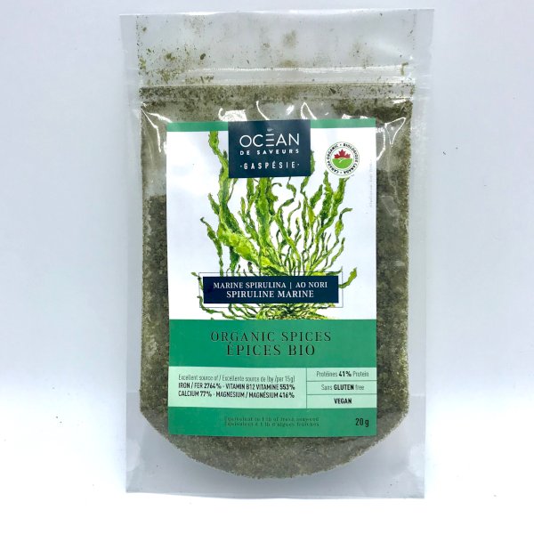 spiruline marine (ao nori), algues en flocons un océan de saveurs, 20g, , un océan de saveurs | maturin.ca, maturin, épicerie en ligne, commande en ligne, livraison à domicile, alimentation, producteur, quebec, canada