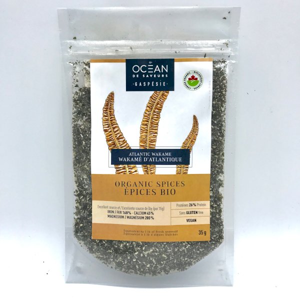wakamé d'atlantique (fougère de mer), algues en flocons un océan de saveurs, 35g, , un océan de saveurs | maturin.ca, maturin, épicerie en ligne, commande en ligne, livraison à domicile, alimentation, producteur, quebec, canada