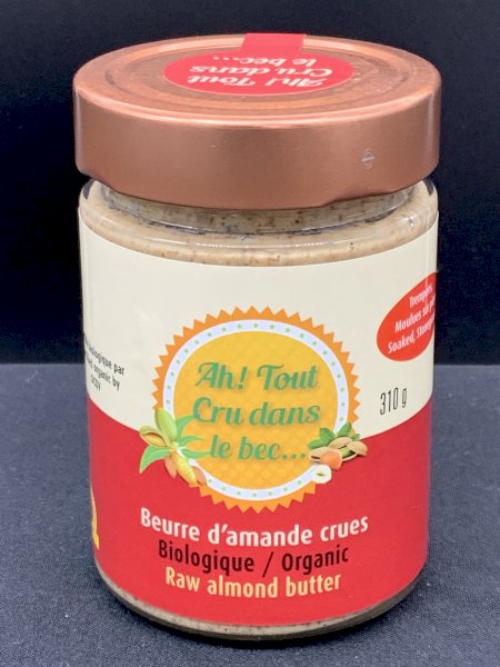 beurre d'amandes crues, , ah! tout cru dans le bec | maturin.ca, maturin, épicerie en ligne, commande en ligne, livraison à domicile, alimentation, producteur, quebec, canada