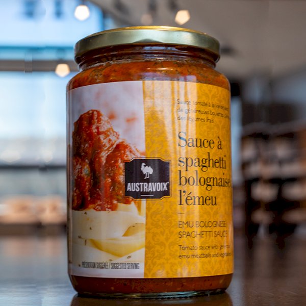 sauce à spaghetti à l’émeu bolognaise, , austravoix - centre de l'émeu de charlevoix | maturin.ca, maturin, épicerie en ligne, commande en ligne, livraison à domicile, alimentation, producteur, quebec, canada