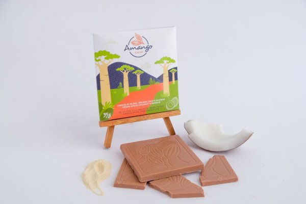 chocolat blanc vegane coco & baobab, chocolat vegan , amango cacao | maturin.ca, maturin, épicerie en ligne, commande en ligne, livraison à domicile, alimentation, producteur, quebec, canada