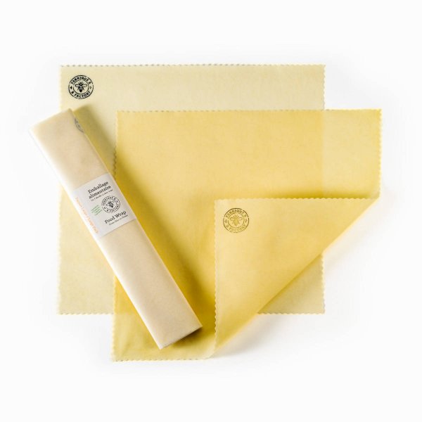 paquet large - film alimentaire de cire d’abeille bio, ensemble de 2 grandes pellicules 13 x 13 pouces , b factory | maturin.ca, maturin, épicerie en ligne, commande en ligne, livraison à domicile, alimentation, producteur, quebec, canada