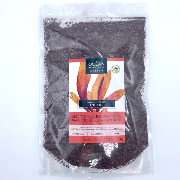 bacon de mer (dulse), algues en flocons un océan de saveurs, 250g, , un océan de saveurs | maturin.ca, maturin, épicerie en ligne, commande en ligne, livraison à domicile, alimentation, producteur, quebec, canada